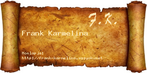 Frank Karmelina névjegykártya